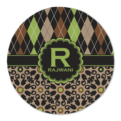 Argyle & Moroccan Mosaic Round Linen Placemat (Personalized)