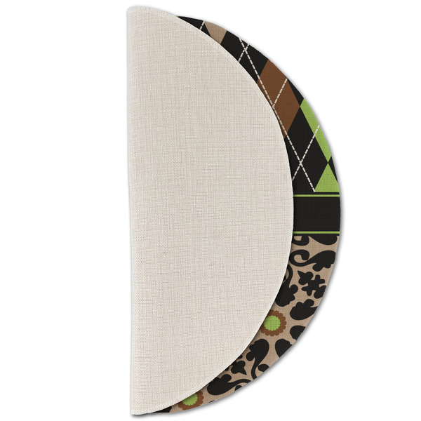 Argyle & Moroccan Mosaic Round Linen Placemats - HALF FOLDED (single sided)