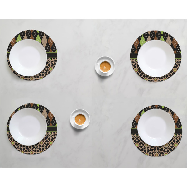 Argyle & Moroccan Mosaic Round Linen Placemats - LIFESTYLE (set of 4)