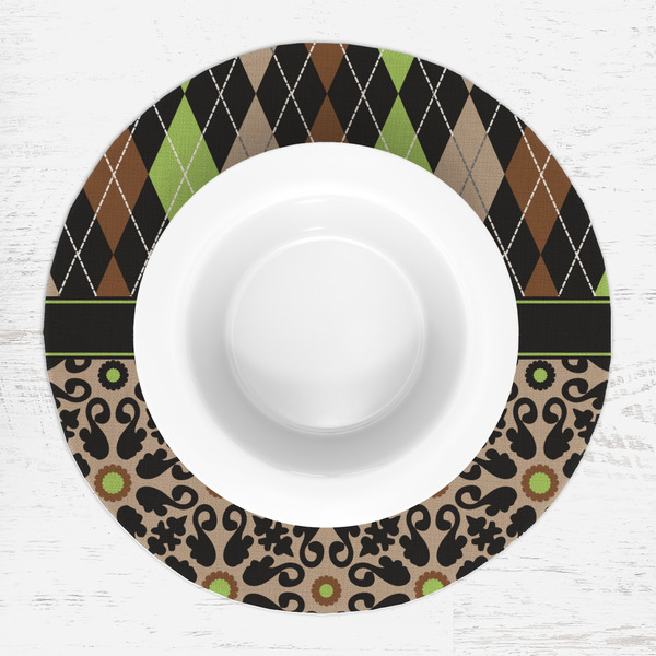 Argyle & Moroccan Mosaic Round Linen Placemats - LIFESTYLE (single)