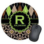 Argyle & Moroccan Mosaic Round Mouse Pad (Personalized)