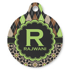 Argyle & Moroccan Mosaic Round Pet ID Tag - Large (Personalized)