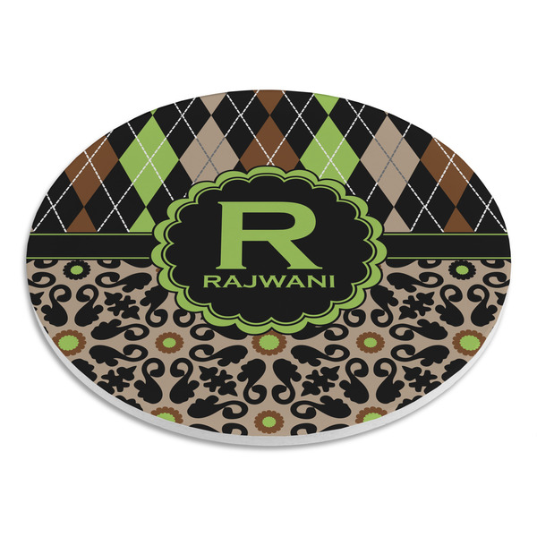 Argyle & Moroccan Mosaic Round Stone Trivet - Angle View