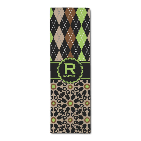 Custom Argyle & Moroccan Mosaic Runner Rug - 2.5'x8' w/ Name and Initial