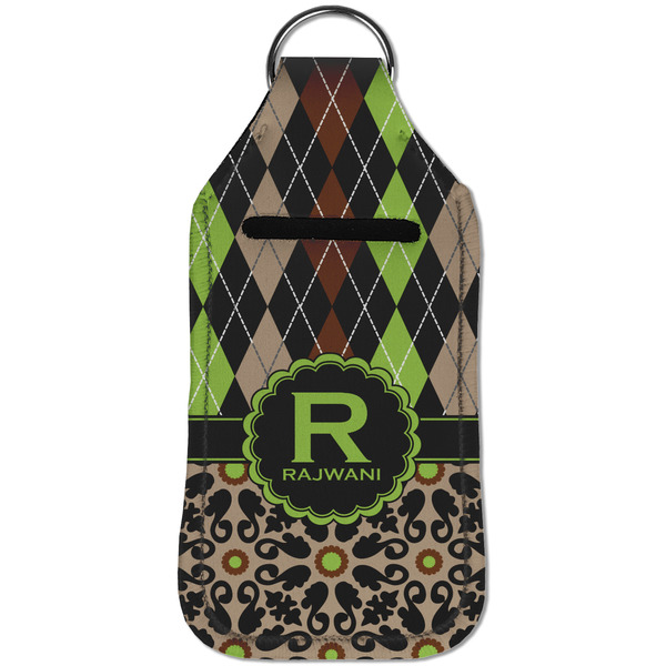 Argyle & Moroccan Mosaic Sanitizer Holder Keychain - Large (Front)