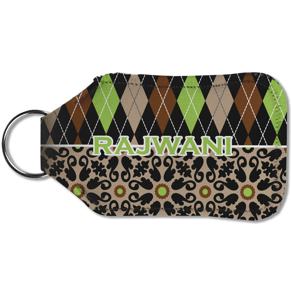Argyle & Moroccan Mosaic Sanitizer Holder Keychain - Small (Back)