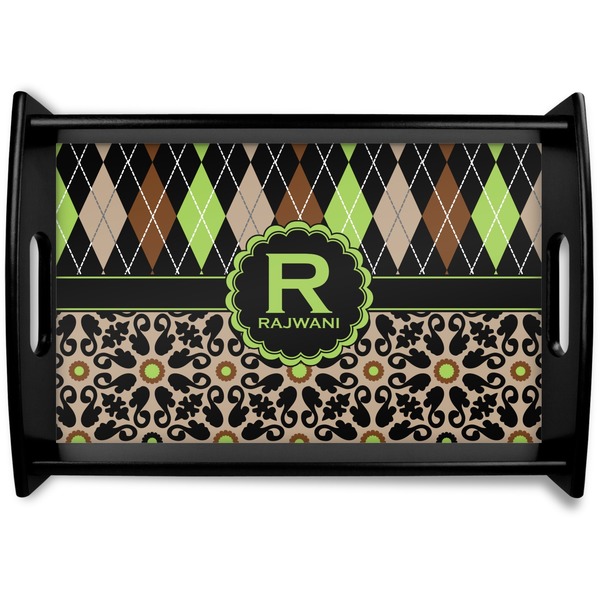 Custom Argyle & Moroccan Mosaic Wooden Tray (Personalized)