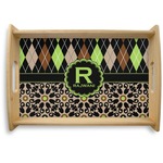 Argyle & Moroccan Mosaic Natural Wooden Tray - Small (Personalized)