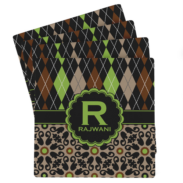 Custom Argyle & Moroccan Mosaic Absorbent Stone Coasters - Set of 4 (Personalized)