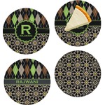 Argyle & Moroccan Mosaic Set of 4 Glass Appetizer / Dessert Plate 8" (Personalized)