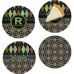 Argyle & Moroccan Mosaic Set of 4 Glass Appetizer / Dessert Plate 8" (Personalized)