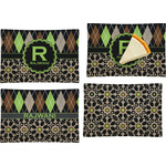 Argyle & Moroccan Mosaic Set of 4 Glass Rectangular Appetizer / Dessert Plate (Personalized)