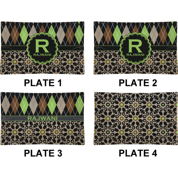 Argyle & Moroccan Mosaic Set of Rectangular Dinner Plates (Approval)