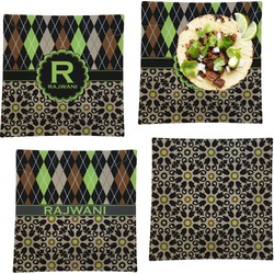 Argyle & Moroccan Mosaic Set of 4 Glass Square Lunch / Dinner Plate 9.5" (Personalized)