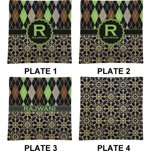 Argyle & Moroccan Mosaic Set of Square Dinner Plates (Approval)