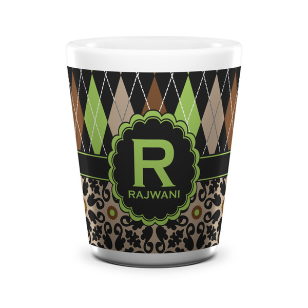 Argyle & Moroccan Mosaic Shot Glass - White - FRONT