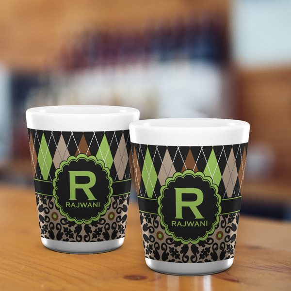 Argyle & Moroccan Mosaic Shot Glass - White - LIFESTYLE