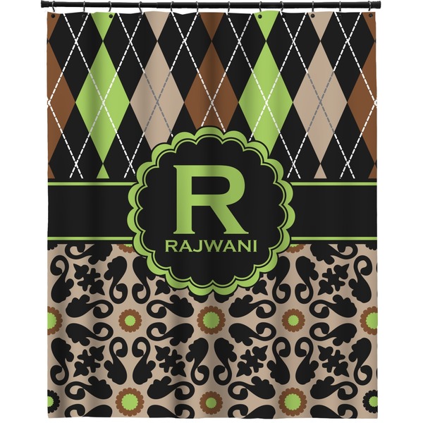 Custom Argyle & Moroccan Mosaic Extra Long Shower Curtain - 70"x84" (Personalized)
