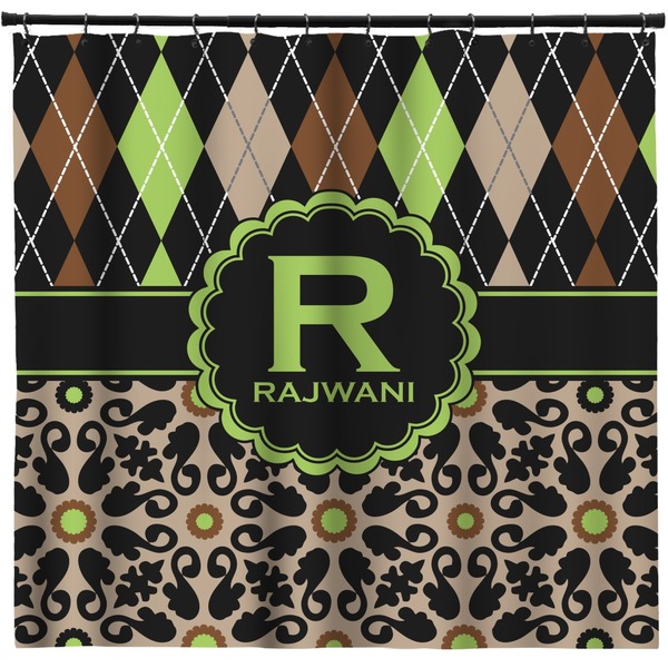 Custom Argyle & Moroccan Mosaic Shower Curtain - Custom Size (Personalized)