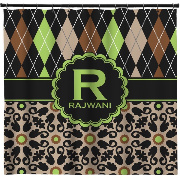 Custom Argyle & Moroccan Mosaic Shower Curtain (Personalized)
