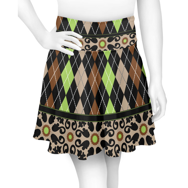 Custom Argyle & Moroccan Mosaic Skater Skirt - X Large