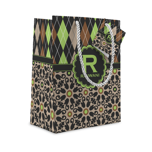 Custom Argyle & Moroccan Mosaic Small Gift Bag (Personalized)