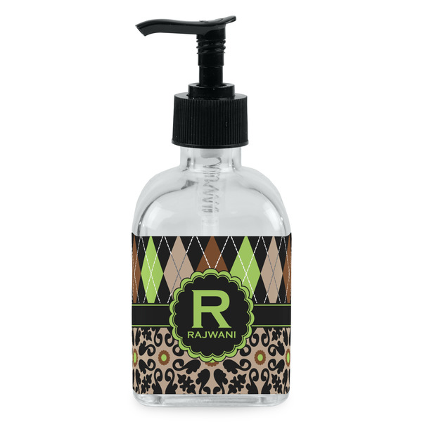 Custom Argyle & Moroccan Mosaic Glass Soap & Lotion Bottle - Single Bottle (Personalized)
