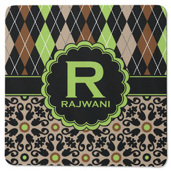 Argyle & Moroccan Mosaic Square Rubber Backed Coaster (Personalized)