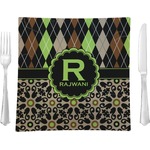 Argyle & Moroccan Mosaic 9.5" Glass Square Lunch / Dinner Plate- Single or Set of 4 (Personalized)