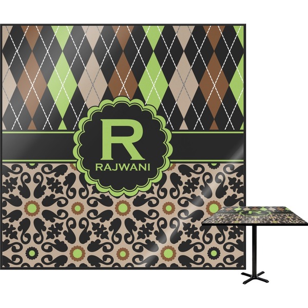 Custom Argyle & Moroccan Mosaic Square Table Top (Personalized)