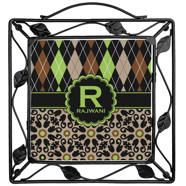 Custom Argyle & Moroccan Mosaic Square Trivet (Personalized)