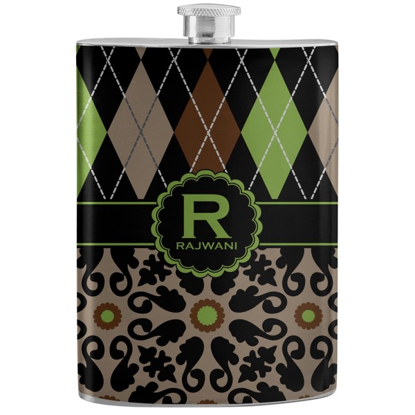 Custom Argyle & Moroccan Mosaic Stainless Steel Flask (Personalized)