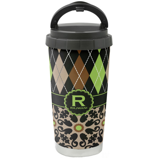 Custom Argyle & Moroccan Mosaic Stainless Steel Coffee Tumbler (Personalized)