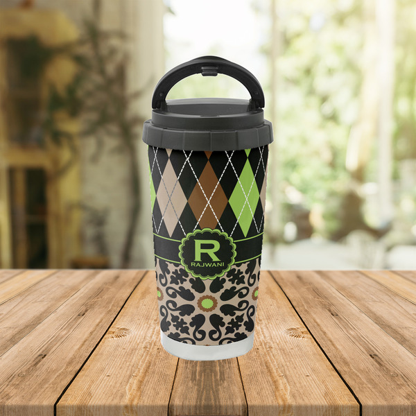 Argyle & Moroccan Mosaic Stainless Steel Travel Cup Lifestyle