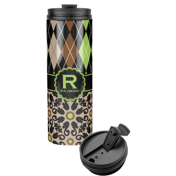 Custom Argyle & Moroccan Mosaic Stainless Steel Skinny Tumbler (Personalized)