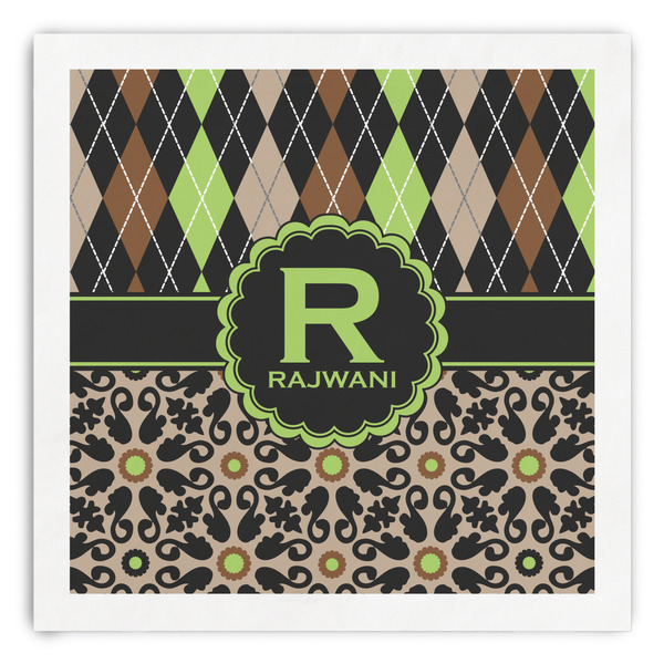 Custom Argyle & Moroccan Mosaic Paper Dinner Napkins (Personalized)
