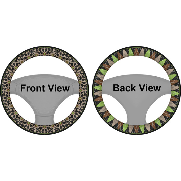 Argyle & Moroccan Mosaic Steering Wheel Cover- Front and Back