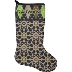 Argyle & Moroccan Mosaic Holiday Stocking - Single-Sided - Neoprene (Personalized)
