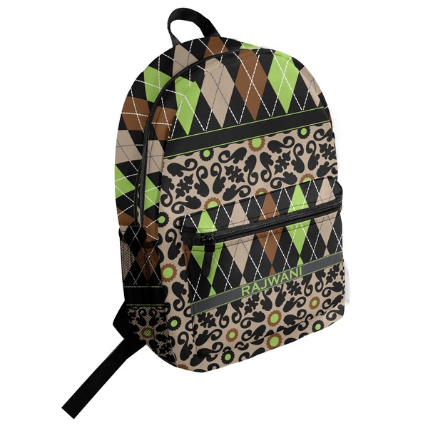 Custom Argyle & Moroccan Mosaic Student Backpack (Personalized)