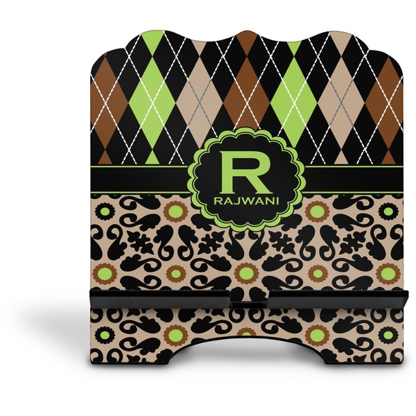 Argyle & Moroccan Mosaic Stylized Tablet Stand - Front without iPad