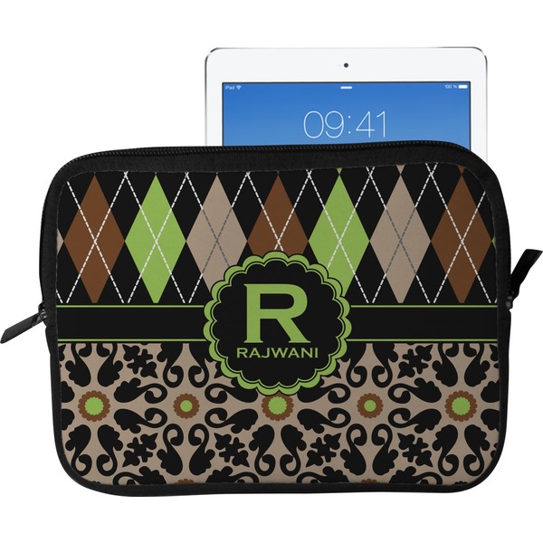 Custom Argyle & Moroccan Mosaic Tablet Case / Sleeve - Large (Personalized)