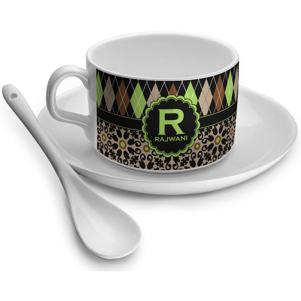Custom Argyle & Moroccan Mosaic Tea Cup - Single (Personalized)
