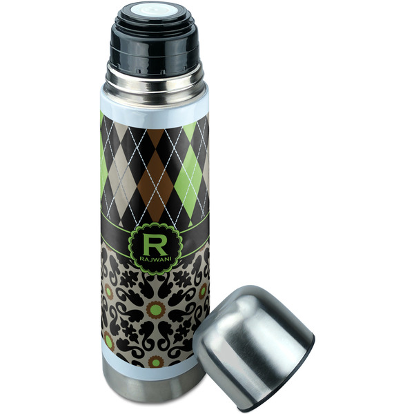 Argyle & Moroccan Mosaic Thermos - Lid Off
