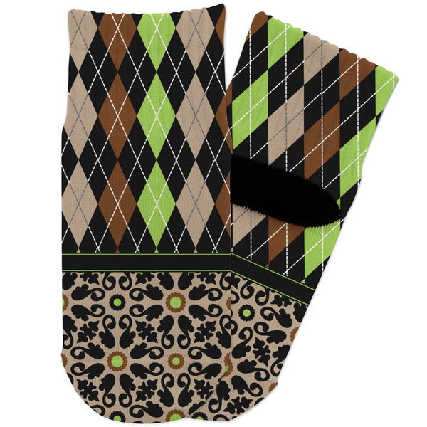 Custom Argyle & Moroccan Mosaic Toddler Ankle Socks