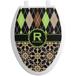 Argyle & Moroccan Mosaic Toilet Seat Decal - Elongated (Personalized)