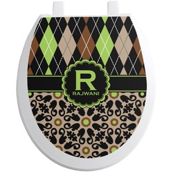 Argyle & Moroccan Mosaic Toilet Seat Decal - Round (Personalized)