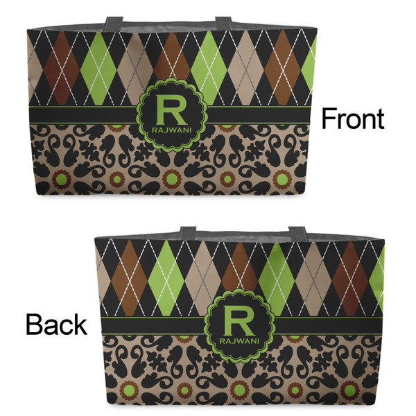 Argyle & Moroccan Mosaic Tote w/Black Handles - Front & Back Views