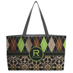 Argyle & Moroccan Mosaic Beach Totes Bag - w/ Black Handles (Personalized)