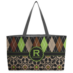 Argyle & Moroccan Mosaic Beach Totes Bag - w/ Black Handles (Personalized)