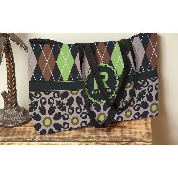 Argyle & Moroccan Mosaic Tote w/Black Handles - Lifestyle View